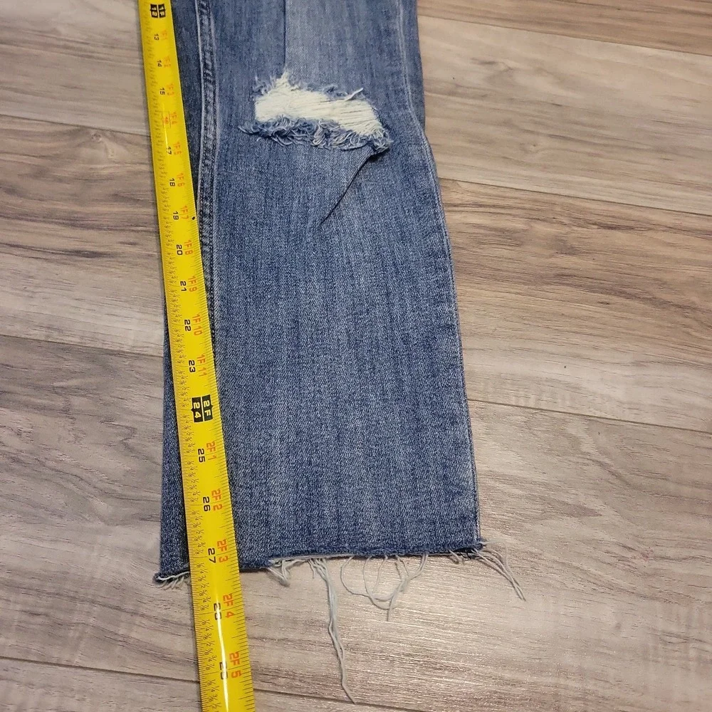 RISEN High Rise Jeans Womens 32/15 Blue Distressed Skinny Denim  Raw Hem  NEW